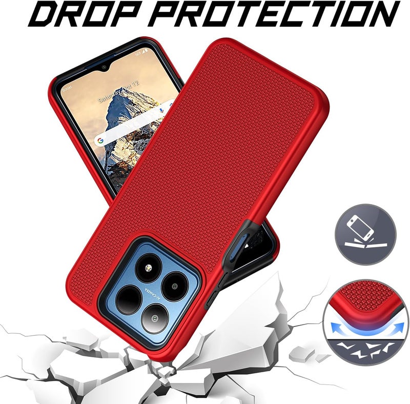 Mocotto for Boost Summit 5G Case with Tempered Glass Screen Protector,Dual Layer Heavy Duty Shockproof Protection (Boost Summit 5G,Red) - Image 4